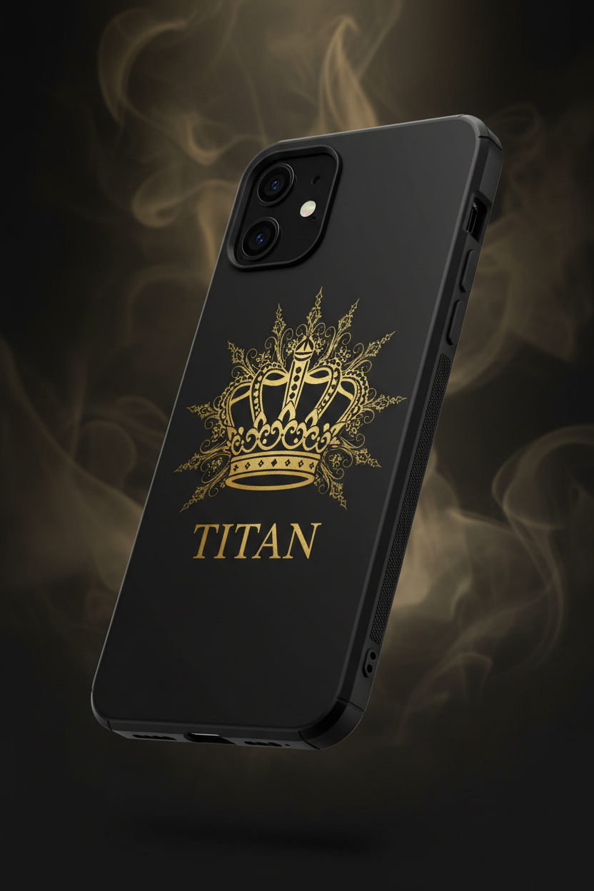 TITAN Phone Case Black & Gold — Crown Edition branded protective case