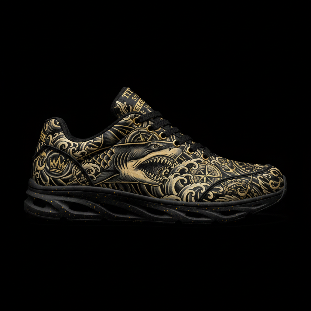 TITAN Crown Edition Deep Sea Shark Men's Training Shoe Tattoo Art