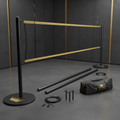 TITAN Volleyball Net and Poles Set Crown Edition matte black steel poles gold crown logo base plates regulation braided net carry bag