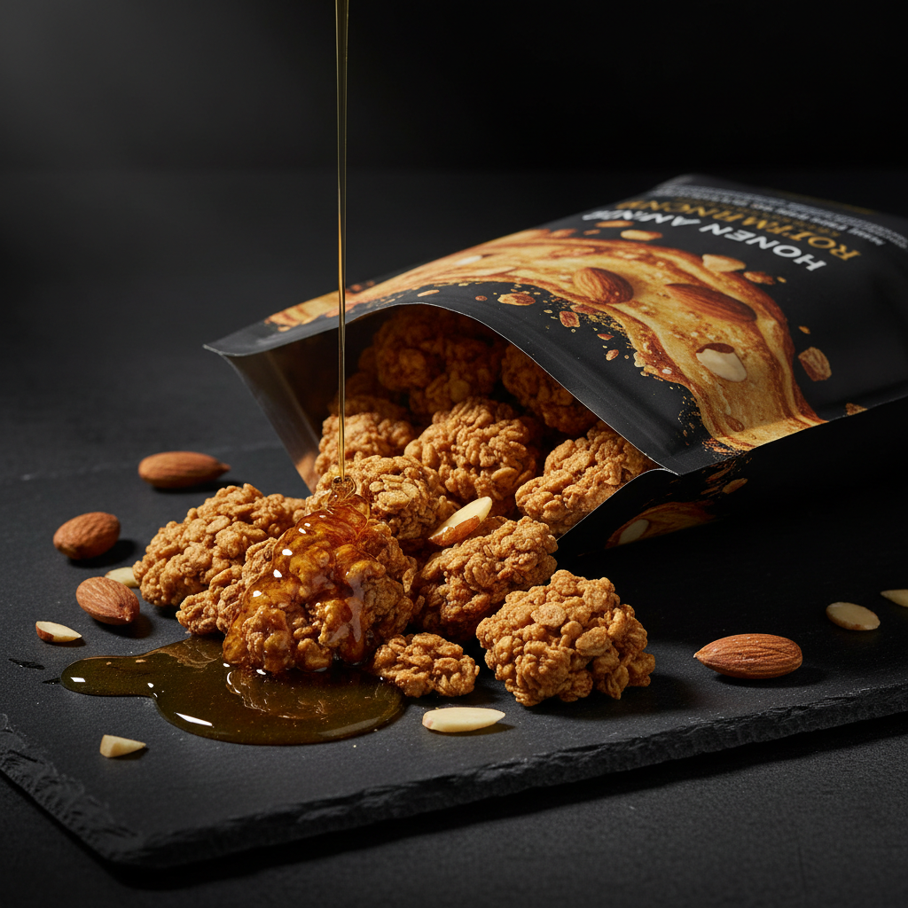 TITAN Protein Granola – Honey Almond Crunch, premium product photography