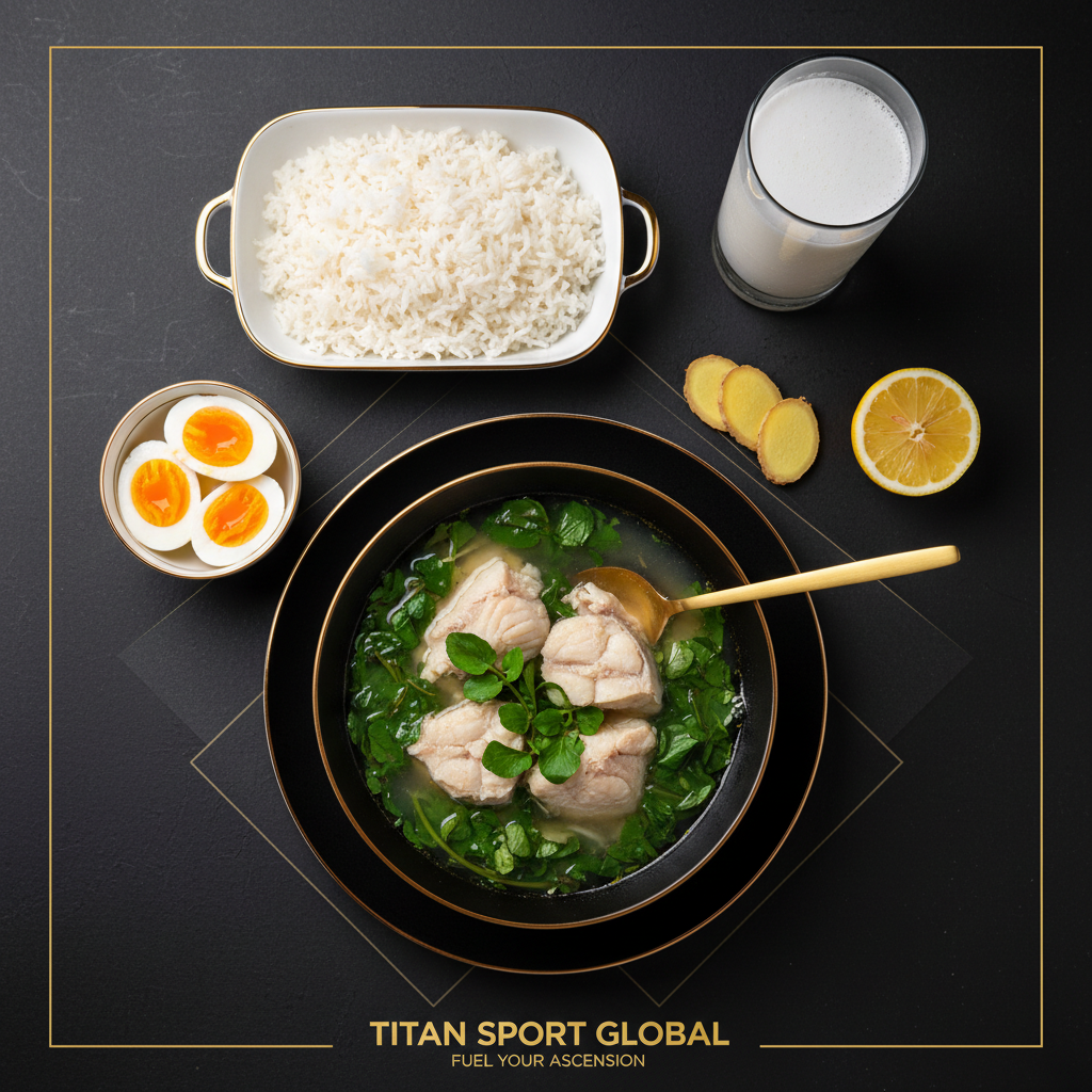 TITAN Malagasy Fish Romazava Breakfast flat lay dark luxury