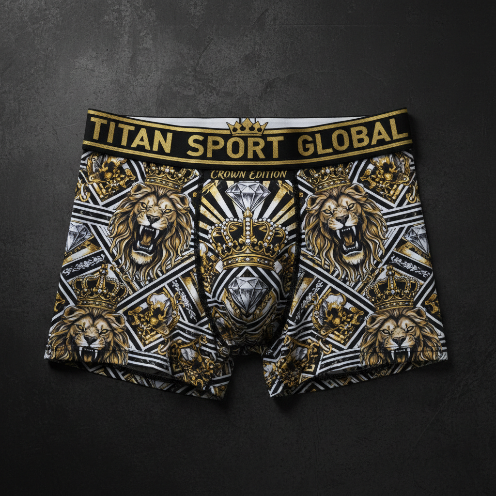 TITAN Crown Edition Men's White Lion Athletic Trunks — White & Gold