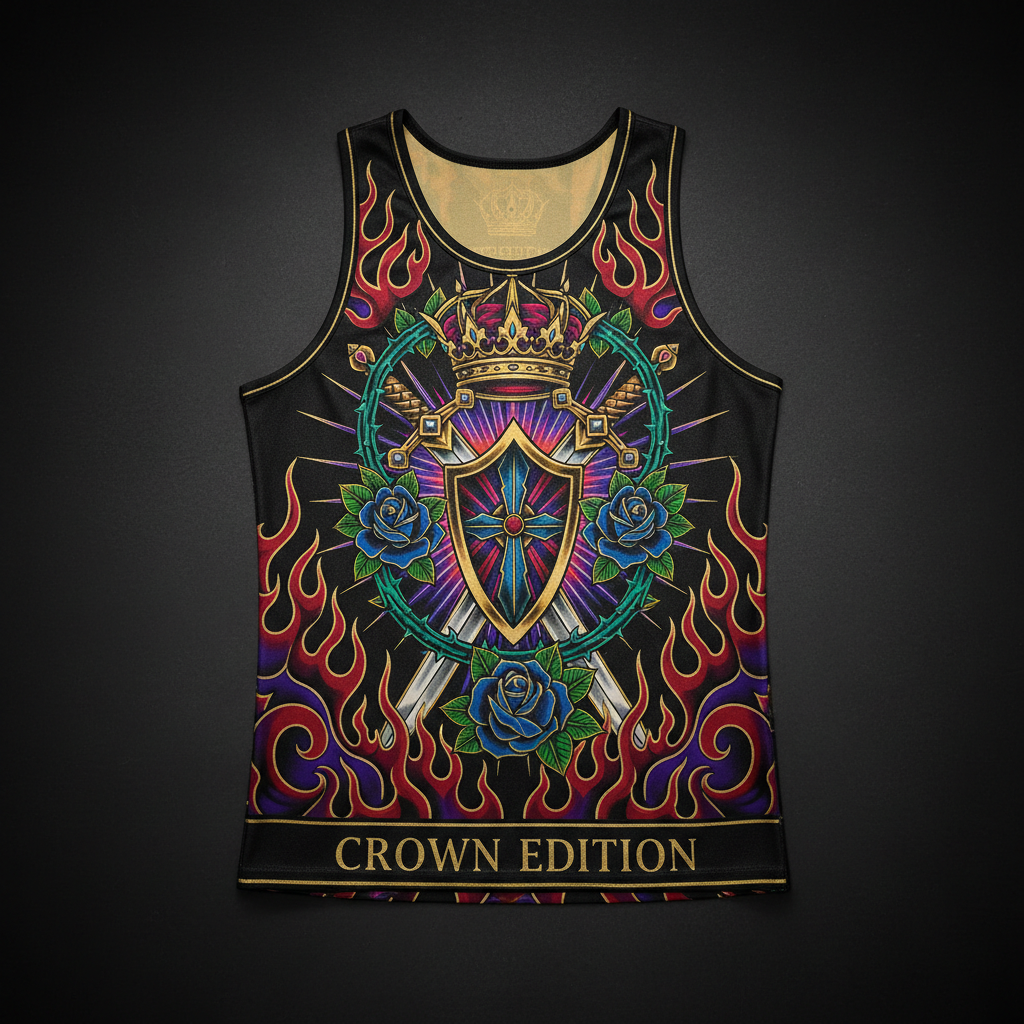 Sanctified Strength Women's Tank — TITAN Crown Edition tattoo artwork