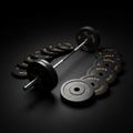 TITAN Barbell & Weight Plate Set — Olympic barbell with black rubber plates and gold crown logo