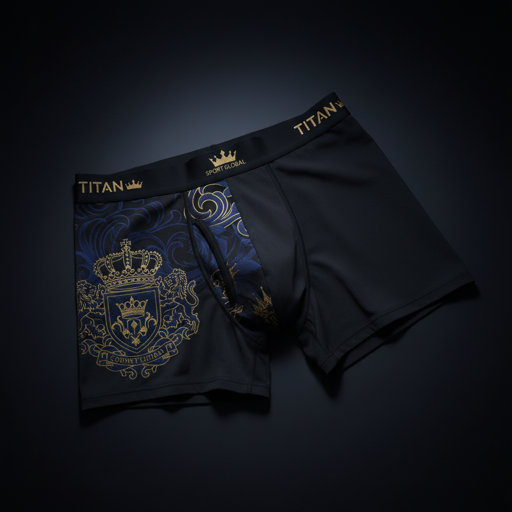 TITAN Men's Boxer Briefs Crown Edition Navy Blue Gold