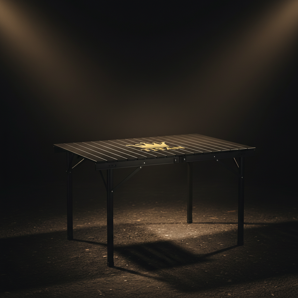 TITAN Lightweight Folding Camp Table Black & Gold