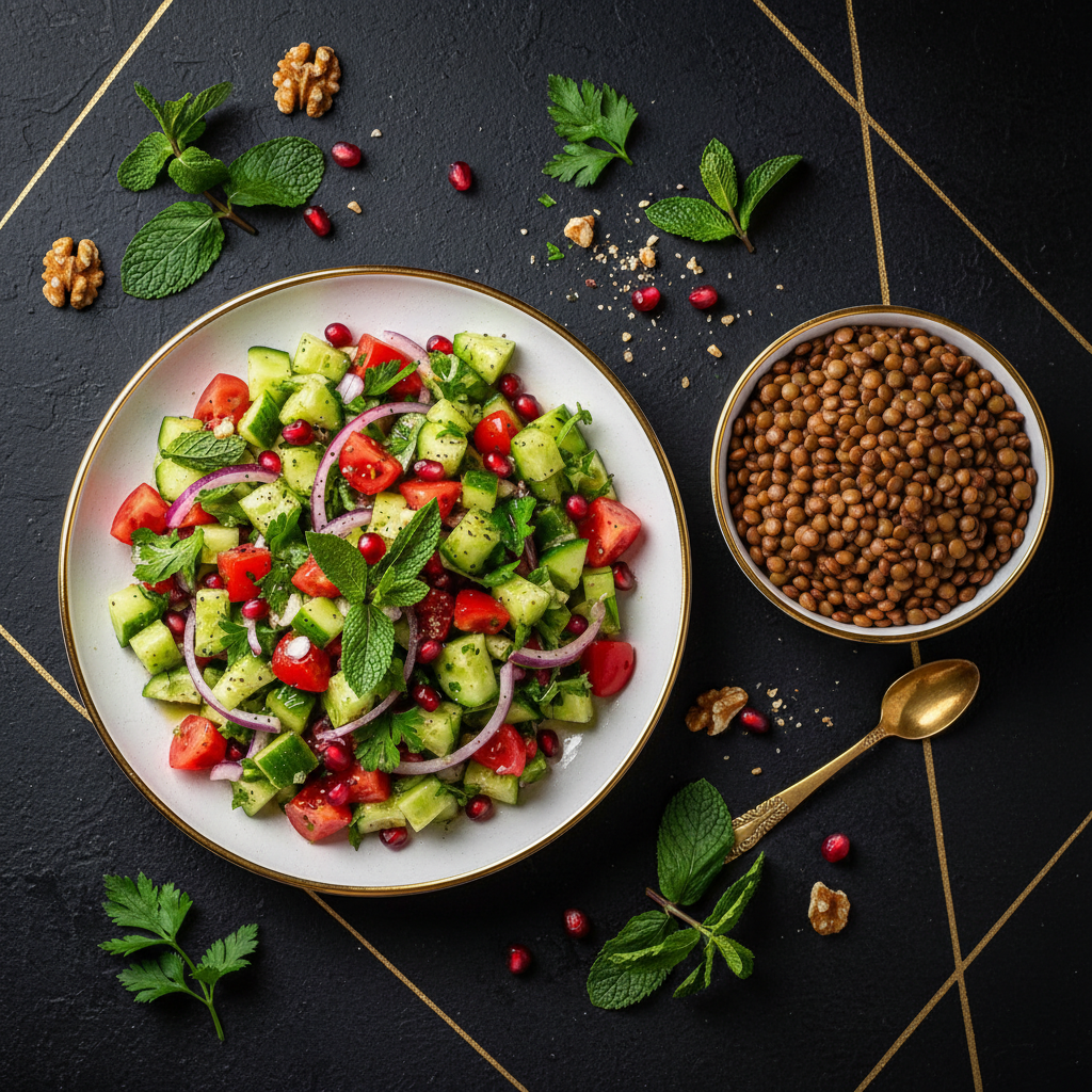 TITAN Persian Shirazi Salad & Lentil Vegan Lunch Bowl