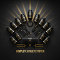TITAN Athlete Essentials Bundle — 12 premium matte black Crown Edition products arranged in a royal crown formation with gold light rays on dark studio background
