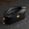 TITAN Golf Valuables Pouch Crown Edition matte black vegan leather gold crown hardware carabiner clip