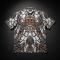 TITAN Men's Polo Shirt White - Crown Edition tattoo-style artwork