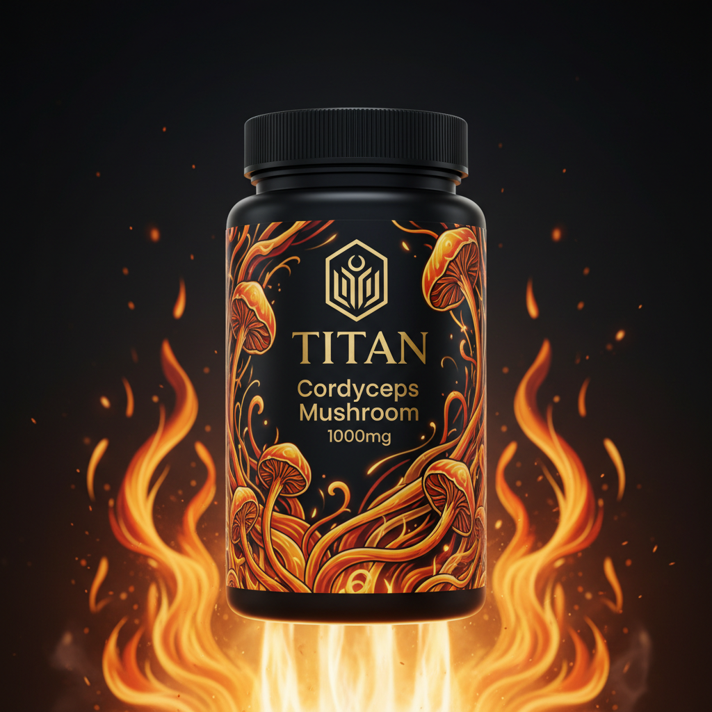 TITAN Cordyceps Mushroom 1000mg supplement bottle