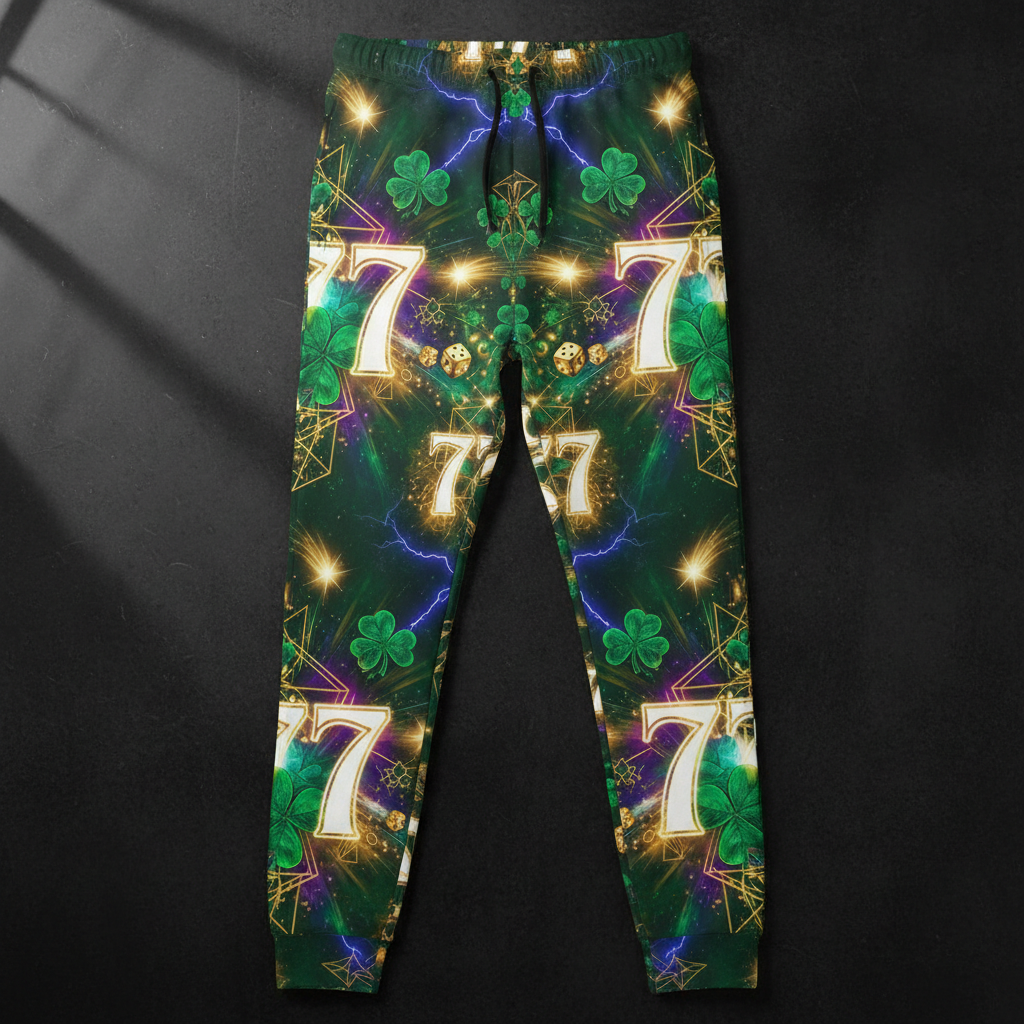 TITAN Men's Joggers — Angel Number 777 emerald green gold divine luck design
