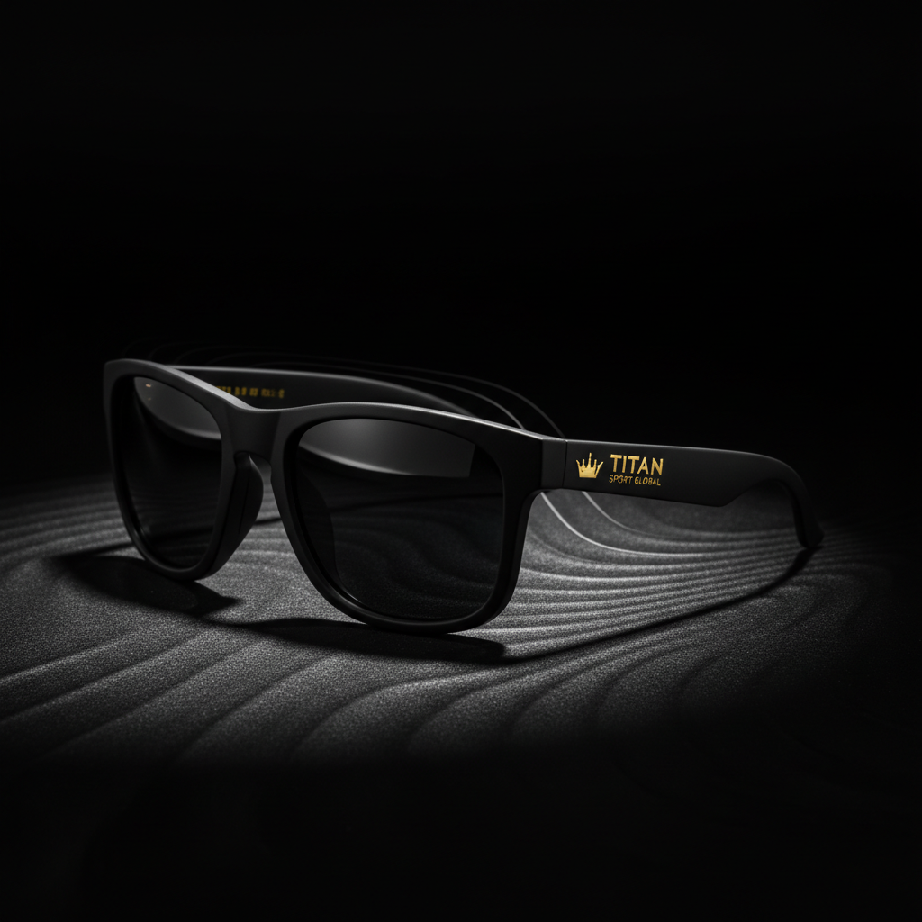 TITAN Outdoor Sport Sunglasses Blackout Gold — matte black with gold crown logo