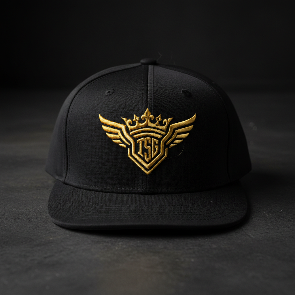 TITAN Midnight Black Crown Snapback flat lay