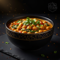 TITAN Organic High-Protein Chickpea Curry — Crown Edition matte black and gold bowl