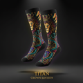 TITAN Knee High Compression Socks with bold tattoo-style Crown Edition artwork