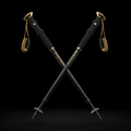 TITAN Trekking Poles Blackout Crown — matte black with gold crown logo