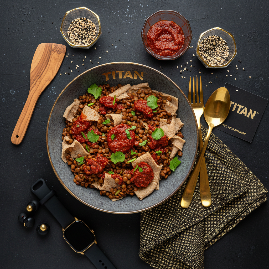 TITAN Eritrean Vegan Fit Fit Injera & Berbere Breakfast Bowl