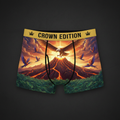 TITAN Golden Eagle Volcano Men's Boxer Briefs Crown Edition — anime eagle art on matte black