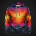TITAN Men's Performance Hoodie — Sunset Mountain colorful gradient design