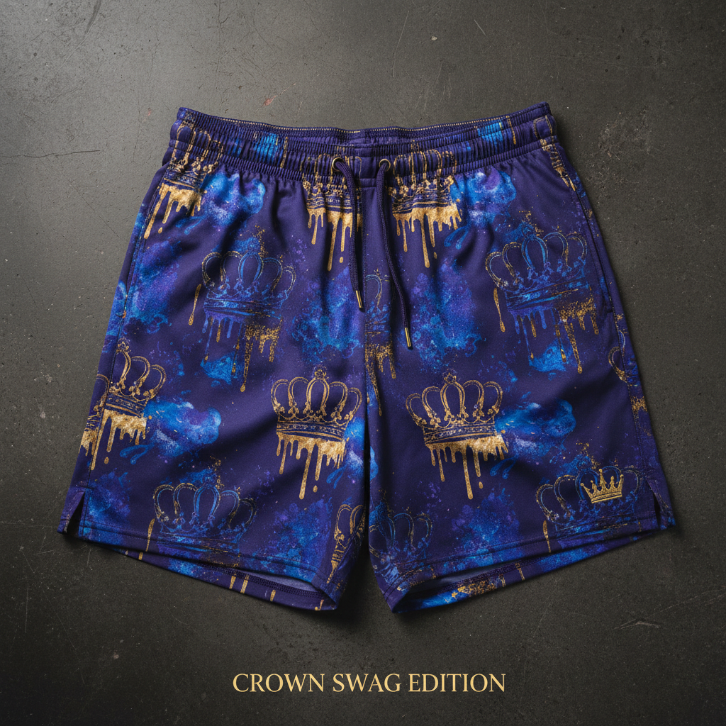 TITAN Men's Galaxy Drip Crown Athletic Shorts — Cosmic King SWAG Edition