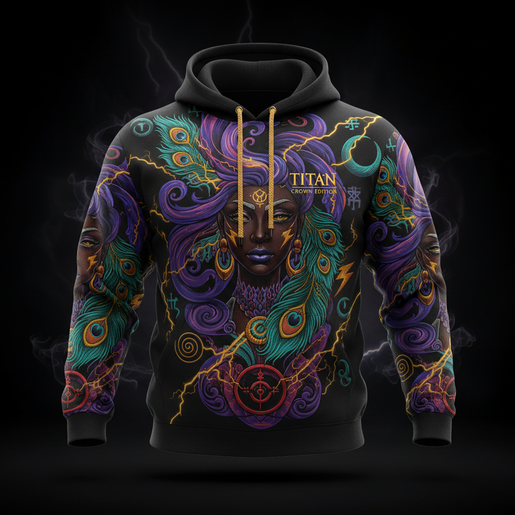 TITAN Plus Women's Oya Storm Goddess Hoodie — Spiritual Crown Edition sizes 1X–5X
