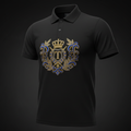 TITAN Embroidered Polo Shirt — Crown crest with laurel wreaths in gold and royal blue