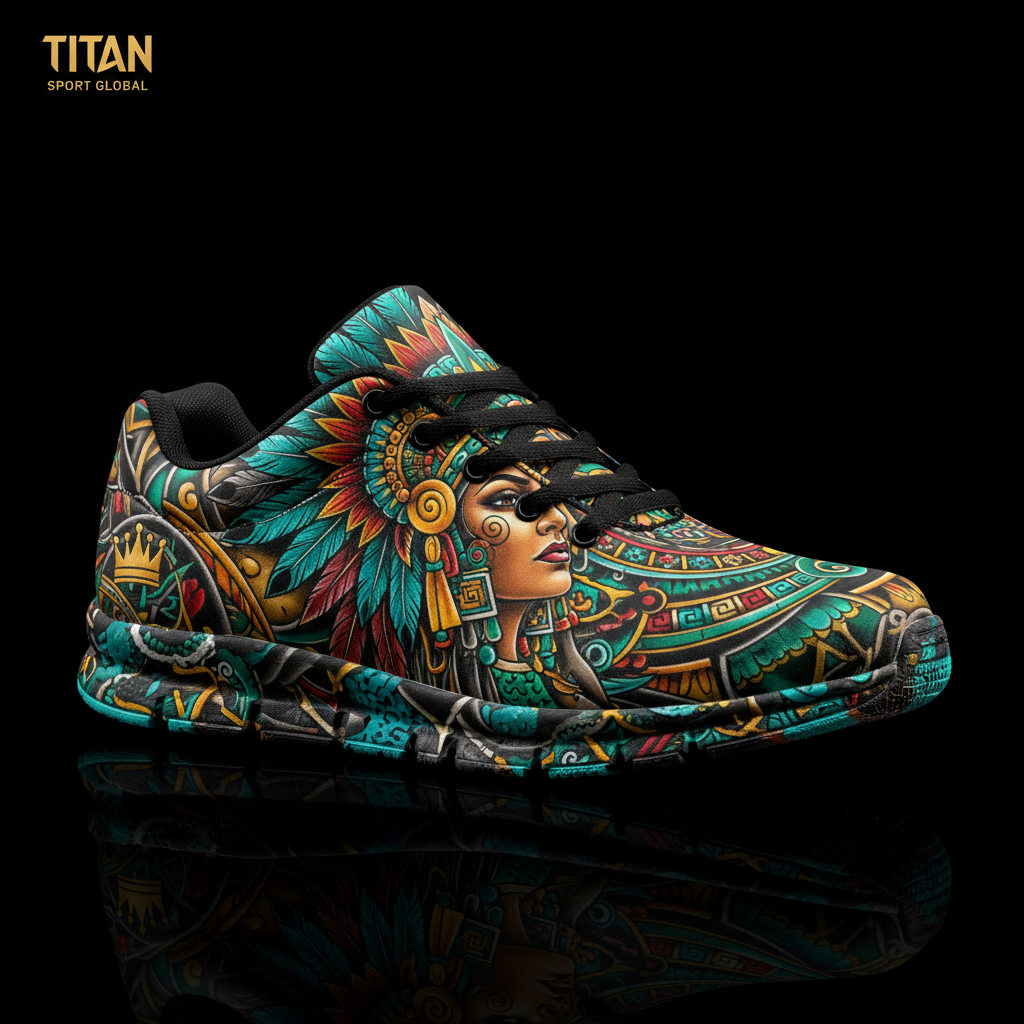 TITAN Crown Edition Color Aztec Sun Goddess Women's Training Shoe Color Tattoo Art