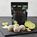 TITAN Protein Bites Coconut Lime Crown Edition — 14g protein tropical vegan snack product shot