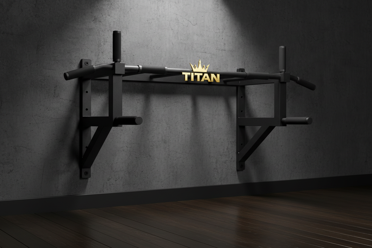 TITAN Crown Edition Wall-Mounted Pull-Up Bar matte black gold
