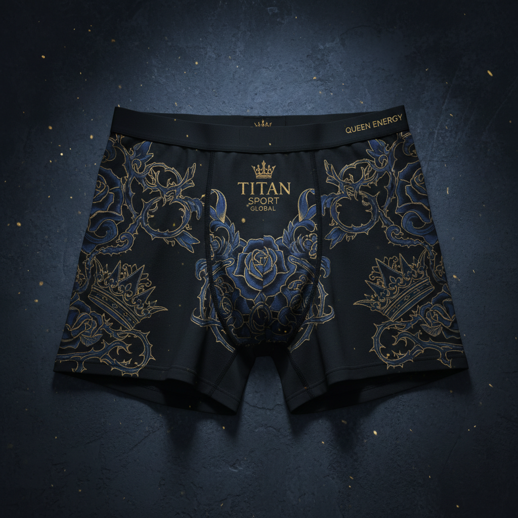 TITAN Women's Cozy Boxer Shorts Crown Edition Midnight Blue Gold