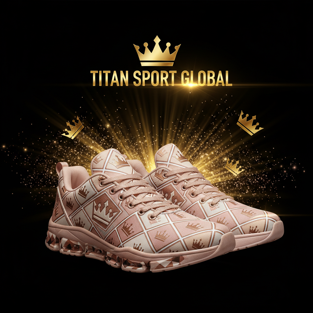 TITAN SPORT GLOBAL women's training shoes with rose gold diamond crown pattern