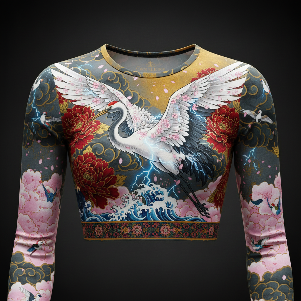 TITAN Women’s Volcanic Heron Storm Long Sleeve Crop — Tsuru Edition