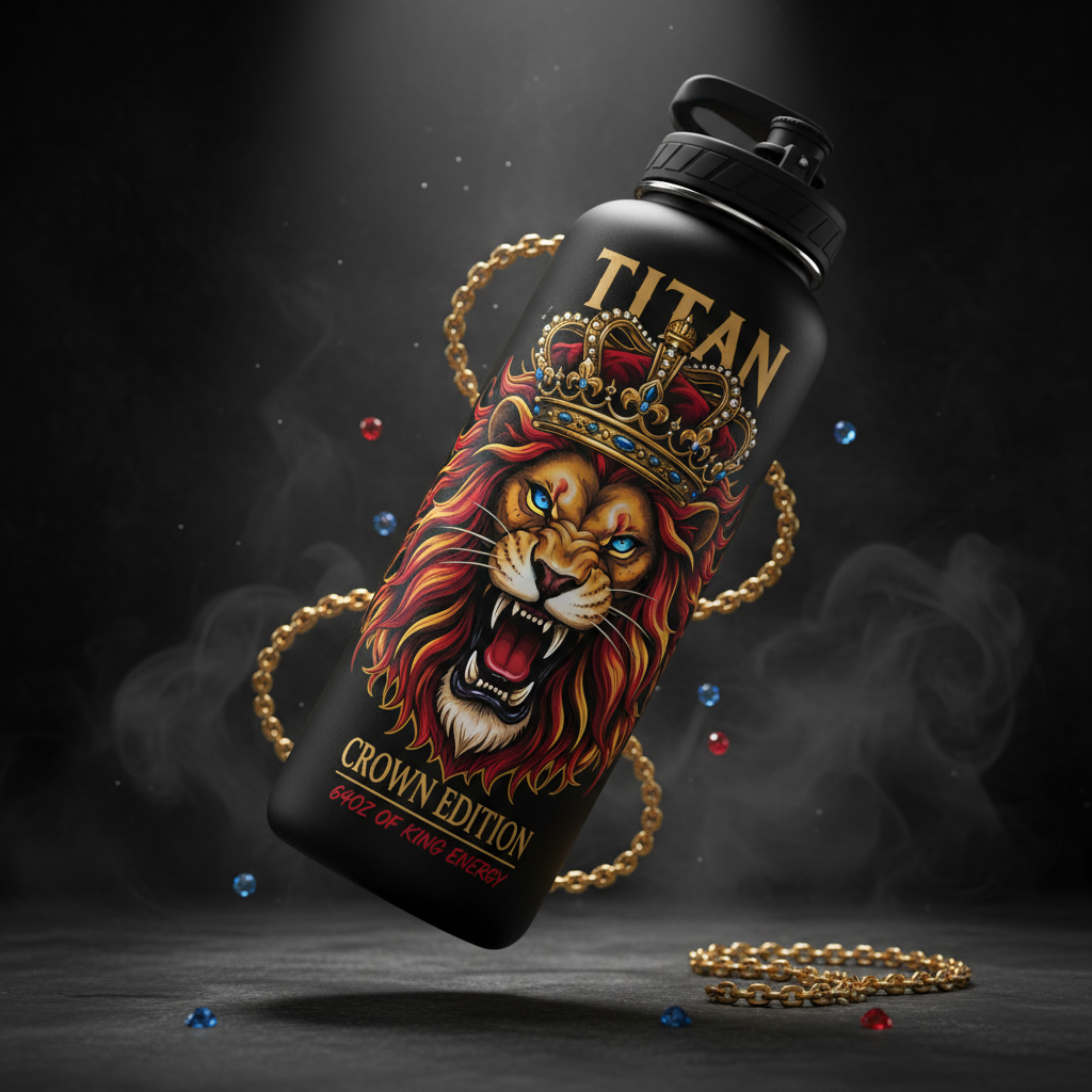 TITAN Motivational Water Bottle 64oz Crown Edition