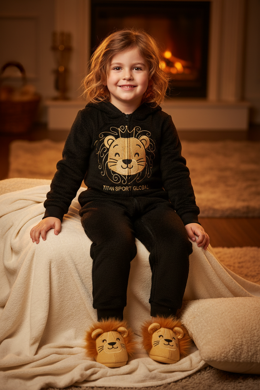 TITAN Kids Lion Onesie Pajama Set with Slippers