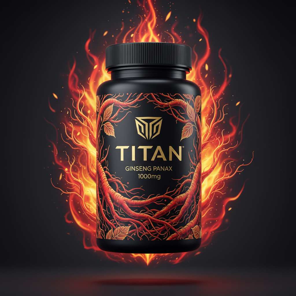 TITAN Ginseng Panax 1000mg supplement bottle