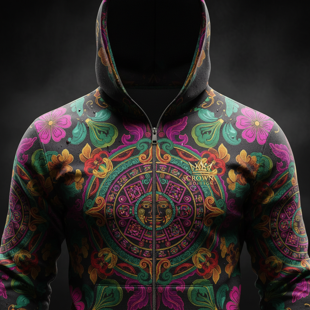 TITAN Aztec Xochitl Zip-Up Hoodie — Flower Crown Edition