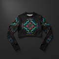 TITAN Women's Neon Andean Chakana Cross Long Sleeve Crop — Pachamama Edition
