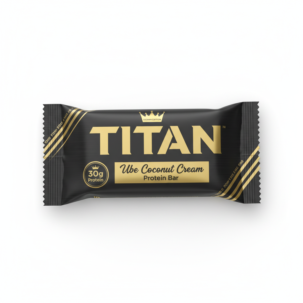 TITAN Ube Coconut Cream Protein Bar Crown Edition packaging
