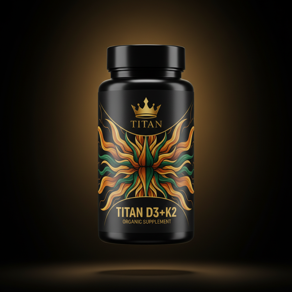 TITAN Vitamin D3+K2 Organic supplement bottle