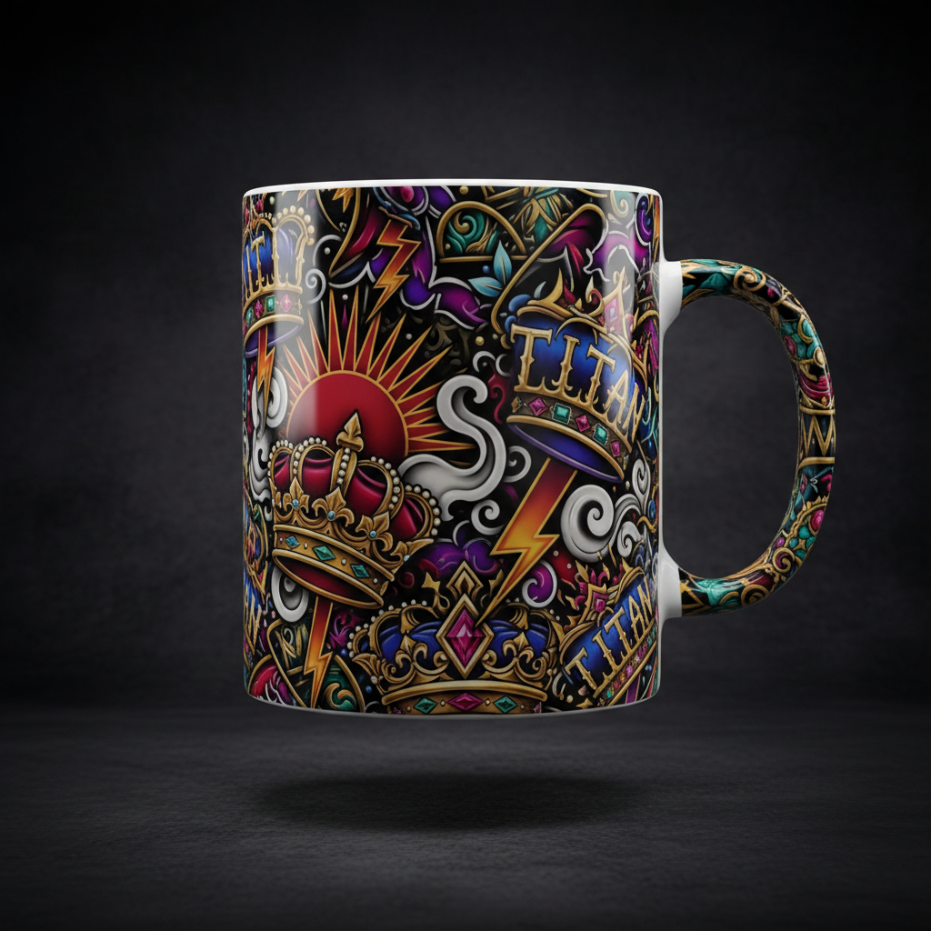 TITAN Ceramic Coffee Mug 11oz — Crown Edition bold graphic sport mug