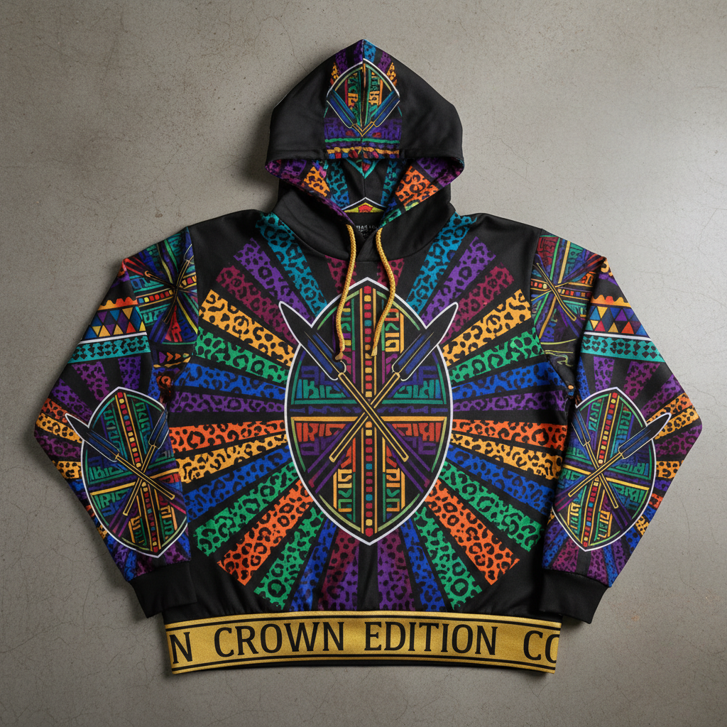 TITAN Plus Men's Zulu Warrior Shield Hoodie — Inclusive Crown Edition