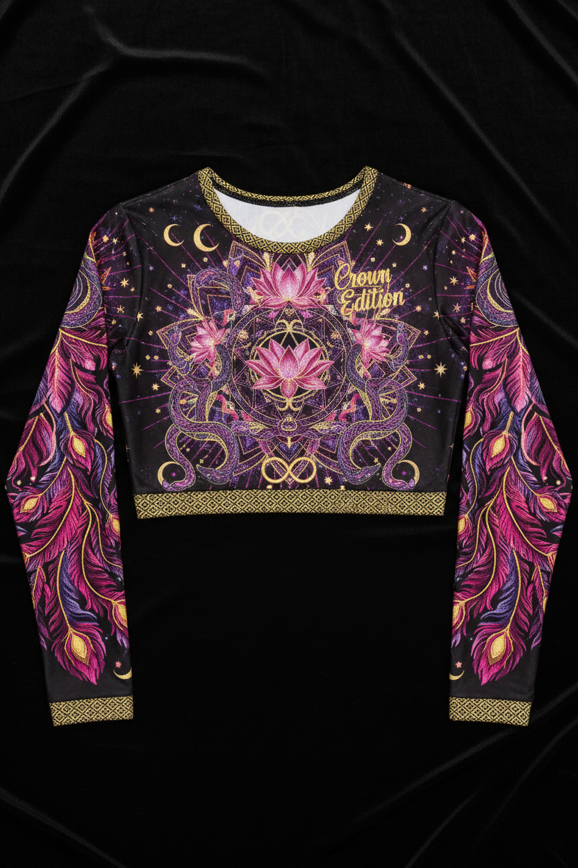 TITAN Women's Sacred Geometry Phoenix Mandala Long Sleeve Crop — Empress Rising Edition