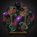 TITAN Crown Edition Tattoo Art Women's Lounge Turtleneck - bold colorful tattoo artwork on matte black ribbed modal