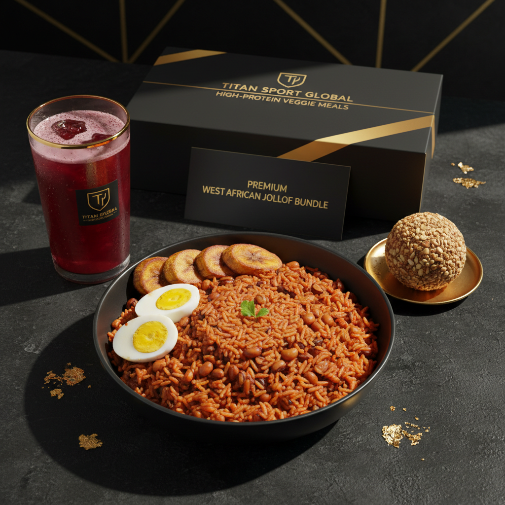 TITAN Crown West African Jollof Rice and Egg vegetarian high-protein weekly monthly meal plan bundle