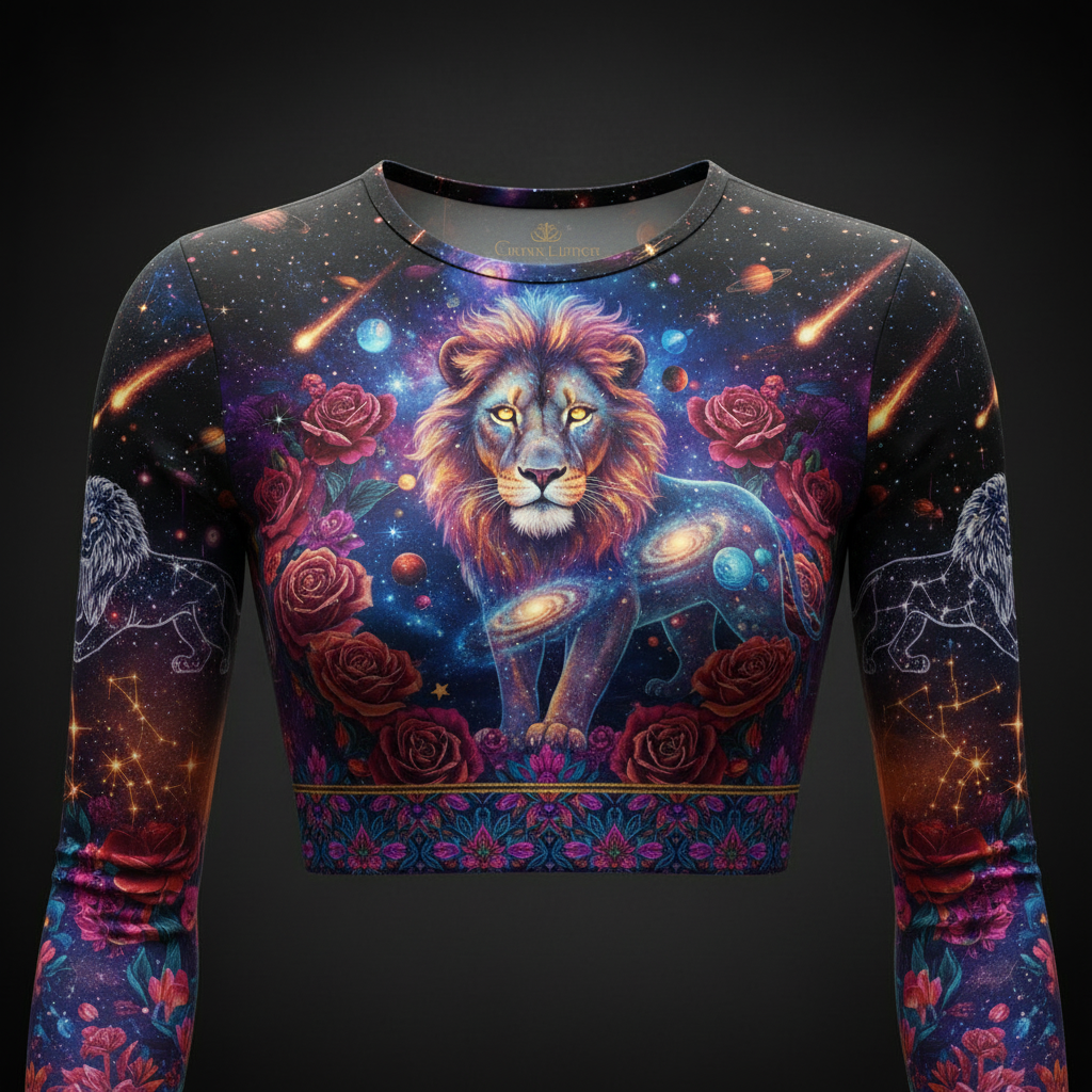 TITAN Women’s Celestial Lioness Galaxy Long Sleeve Crop — Sekhmet Edition