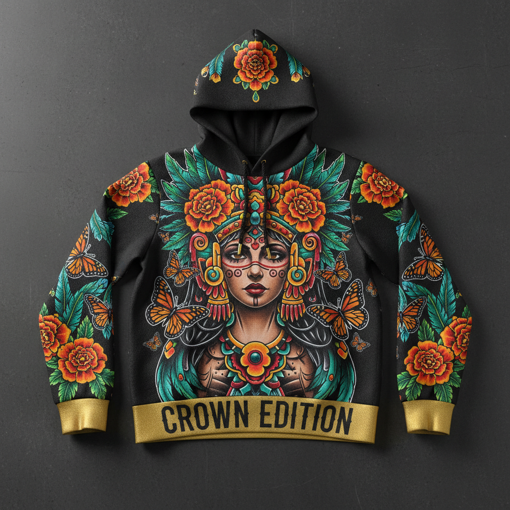 TITAN Women's Xochiquetzal Flower Goddess Hoodie — Quetzal Bloom Edition