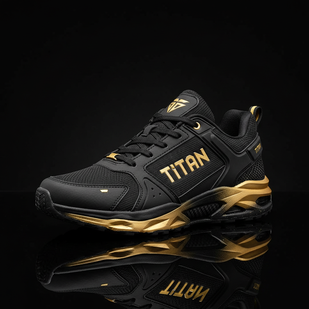 TITAN Performance Training Shoes - Black and gold athletic sneakers