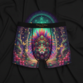 TITAN Aztec Goddess Women's Cozy Boxer Shorts Crown Edition — anime Aztec warrior art on matte black