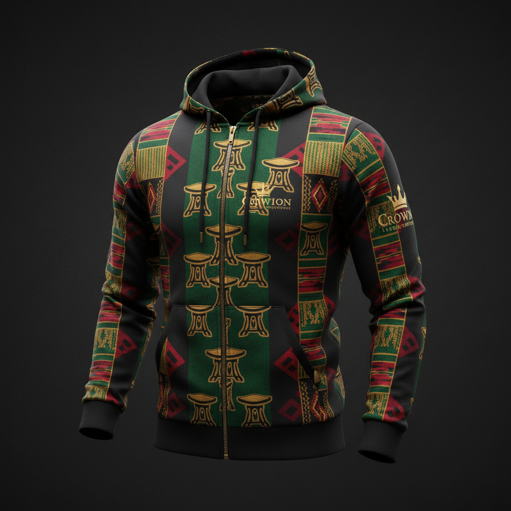 TITAN Ashanti Kingdom Zip-Up Hoodie — Golden Stool Edition